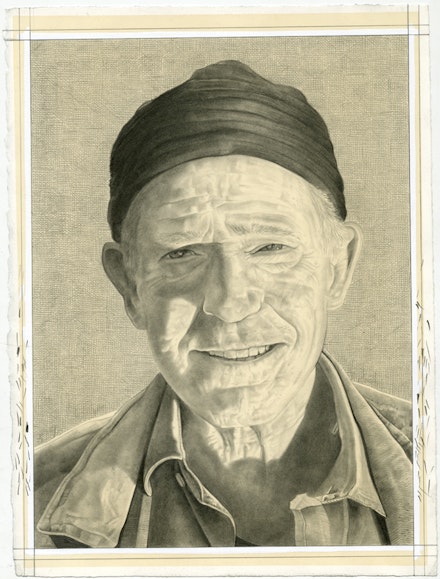 Portrait of Bill Berkson. Pencil on paper by Phong Bui.