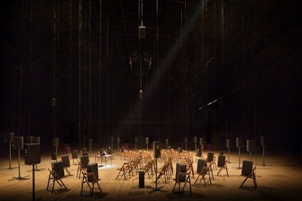 Installation view of Janet Cardiff and George Bures Miller’s “The Murder of Crows” at Park Avenue Armory. Photo: James Ewing.