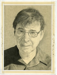 Portrait of David Shapiro. Pencil on paper by Phong Bui.