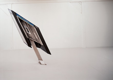 Robert Lazzarini, “Payphone,” 2002. Aluminum, steel, silk-screened Plexiglas. 108 x 64 x 40”. Image courtesy of the artist.