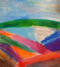 Ronnie Landfield, “Across the Western Plain,” 2011. 91 x 80”, acrylic on canvas. Image courtesy of the artist.