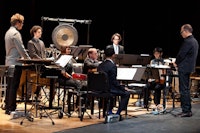 The International Contemporary Ensemble performing John Cage’s 4’33” under the direction of Steven Schick at Columbia University’s Miller Theater. Photo: Matthew Murphy.