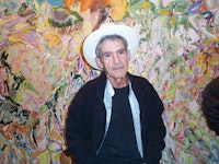 Larry Poons at his opening at Sideshow. Photo by John Zinsser.