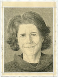 Portrait of Nancy Princenthal. Pencil on paper by Phong Bui.