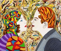 Susan Bee, “Face to Face,” 2013. 20 x 24”, oil and enamel on canvas.