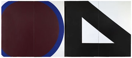 Al Held, “CIRCLE AND TRIANGLE,” 1964. Acrylic on canvas. 144 x 336”. Courtesy Cheim & Read, New York.
