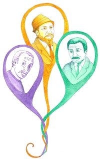 Cecil Taylor, Thelonious Monk, and Albert Ayler. Illustration by Megan Piontkowski.