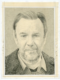 Portrait of David Carrier. Pencil on paper by Phong Bui.