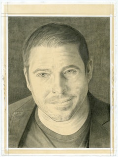 Portrait of Nato Thompson. Pencil on paper by Phong Bui.
