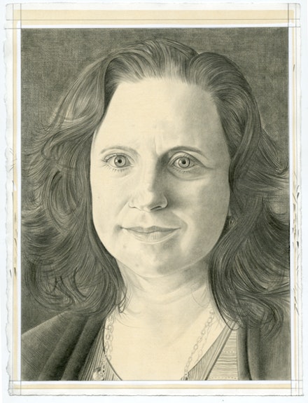Portrait of Laura Raicovich. Pencil on paper by Phong Bui.