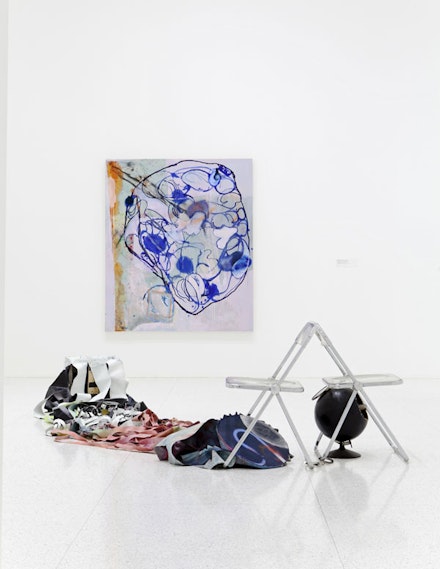 Installation view of <i>Painter Painter</i> showing two 2012 works by Molly Zuckerman-Hartung. Wall: 