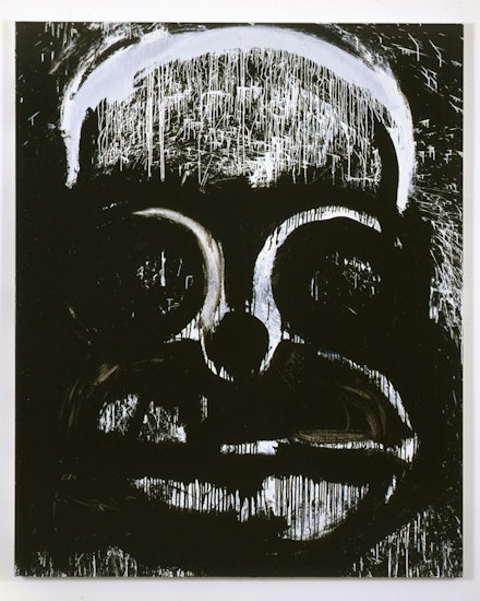 Joyce Pensato, “Punk Homer,” 2012. Enamel on linen. 90 x 72”. Courtesy of the artist and Petzel, New York.