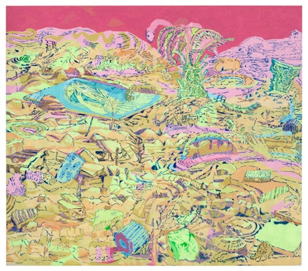 Dennis Congdon, “Midden,” 2013. Flashe and enamel on canvas, 94 x 107