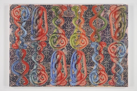 Philip Taaffe, “Sardica II,” 2013. Mixed media on canvas 55 1/2 X 80”. Courtesy of the artist and Luhring Augustine, New York.