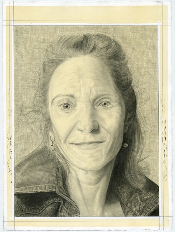Portrait of Thyrza Nichols Goodeve. Pencil on paper by Phong Bui.