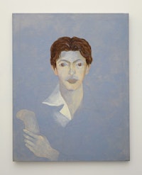 Ellen Lanyon. “Portrait of Julian Pretto,” circa 1987-1989. Acrylic on canvas. 33x26”. Courtesy MINUS SPACE.