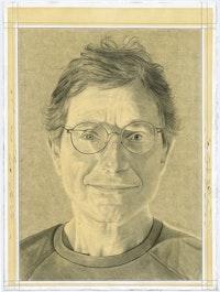 Portrait of Jeffrey Deitch. Pencil on paper by Phong Bui. 