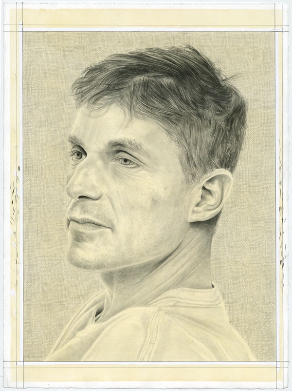 Portrait of the artist. Pencil on paper by Phong Bui. 