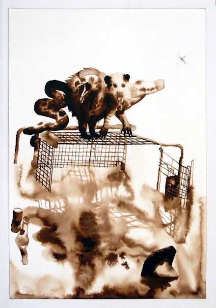Alexis Rockman, “Untitled (Chimera),” 2013. Watercolor on paper, 25 7/8 x 20”. Courtesy Sperone Westwater, New York.
 

