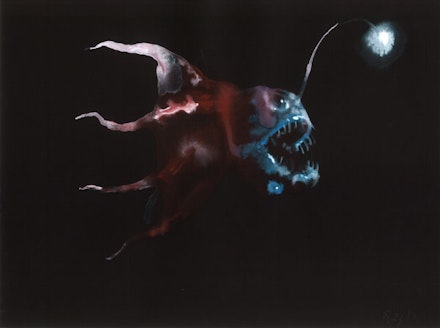 Study for Tiger Vision (Angler Fish/Vampire Squid Composite 8/23/11), 2011. Gouache on black paper 8 1/4 x 11 1/2”. Courtesy of the artist and 20th Century Fox.