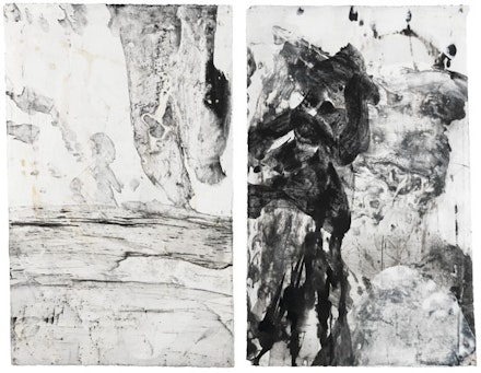 “Ch’an Bones Scroll I,” 2011. Ink on paper, diptych. 171/4×22 inches. Courtesy of Yoshii Gallery, New York and Cheim & Read, New York.