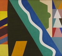 Shirley Jaffe, “The White Line”, 1975, oil on canvas, 77.25 x 85’’, Courtesy Tibor de Nagy, New York.