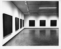 Installation view of <em>Ad Reinhardt Paintings</em> at the Jewish Museum, 1966. Photo by Gretchen Lambert.