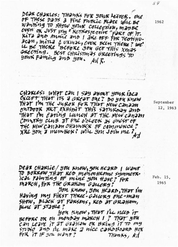 Postcards from Ad Reinhardt to Charles Carpenter.