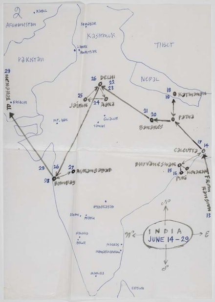 Ad Reinhardt, Map of India, 1958. Courtesy the Ad Reinhardt Foundation.
