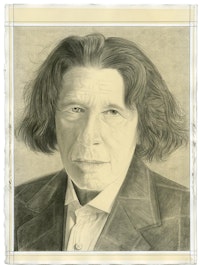 Portrait of Fran Lebowitz. Pencil on paper by Phong Bui.