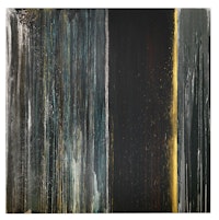 Pat Steir, “BLACK, BLUE, SILVER AND GOLD,” 2013. Oil on canvas, 132 × 132 ̋. Photo courtesy Cheim & Read, New York.