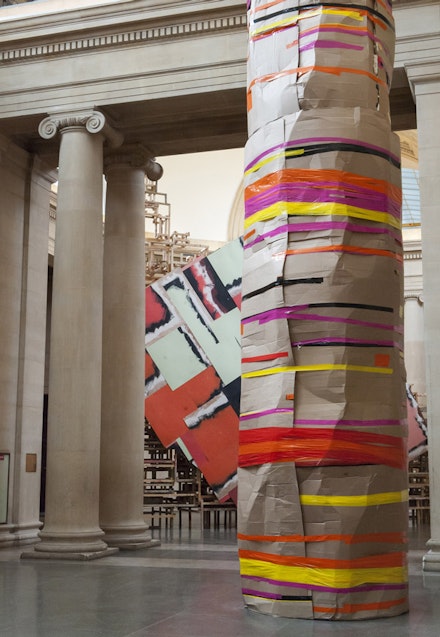 
Phyllida Barlow, “Dock,” (2014). Installation at the Tate Britain. Photo: J. Fernandes, Courtesy of the Tate.
 

