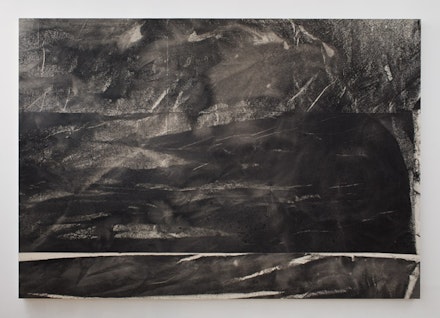 Sam Moyer, “Untitled,” 2013 Ink on canvas mounted to wood panel, 84 × 120 ̋.