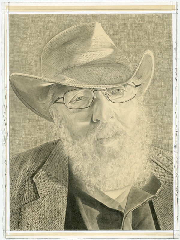 Portrait of Peter Lamborn Wilson/Hakim Bey, 2012. Pencil on paper by Phong Bui.