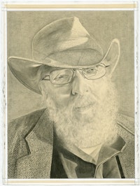 Portrait of Peter Lamborn Wilson/Hakim Bey, 2012. Pencil on paper by Phong Bui.