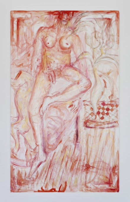 Jutta Koether, “Lucian David Eli,” 2013. Oil on canvas, 150 × 90 cm.
