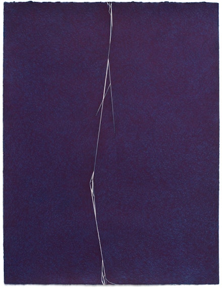 Derek Lerner: “Fracture 8,” 2014. Ink on paper. 26 × 20 ̋. Courtesy of Robert Henry Contemporary.