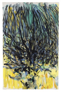 Joan Mitchell, “Tilleul (Linden Tree),” 1978. Oil on canvas, 110 1/4 × 70 7/8 inches. Courtesy of Cheim & Read.