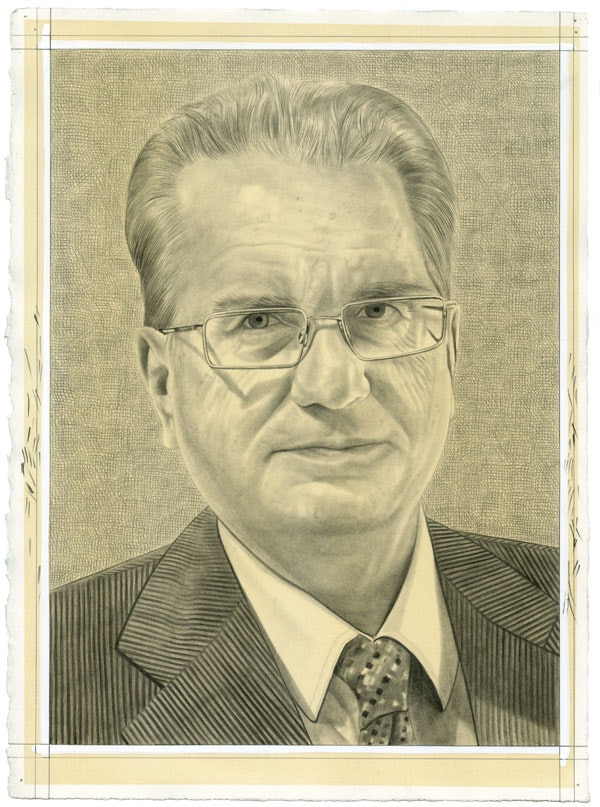 Portrait of Mikhael Piotrovsky. Pencil on paper by Phong Bui.