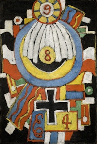Marsden Hartley, “Portrait,” c. 1914–15. Oil on canvas, 32 1/4 × 21 1/2 ̋. The Collection of the Frederick R. Weisman Art Museum at the University of Minnesota, Minneapolis. Bequest of Hudson D. Walker from the Ione and Hudson D. Walker Collection.