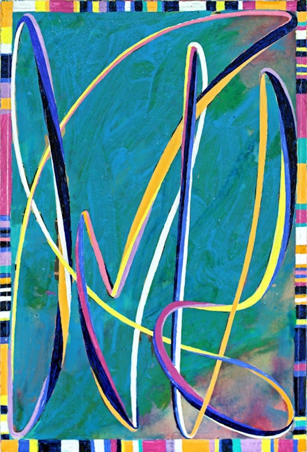 Fred Gutzeit, “KKsig5,” 2014. Acrylic on panel, 11 × 8 ̋.