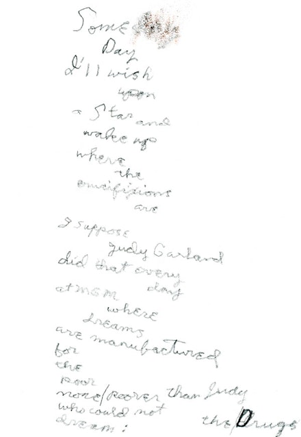 Poem for Judy Garland holograph manuscript, 2010.