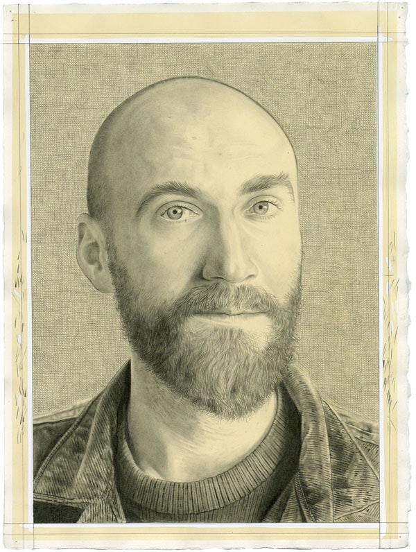 Portrait of Jarrett Earnest. Pencil on paper by Phong Bui. Inspired by a photograph by Zack Garlitos.
