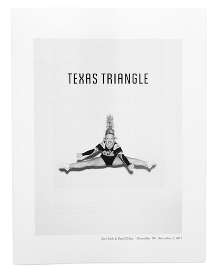 Cover of Texas Triangle. By Alec Soth and Brad Zellar. Design by Matt Thompson. Published by Little Brown Mushroom, 2013. Courtesy of Sean Kelly, New York. Cover photo: Alec Soth, “Bree. Liberty Cheer All-Stars. Corsicana, Texas” (2013). Archival pigment print mounted to Dibond. © Alec Soth. Courtesy of Sean Kelly, New York .