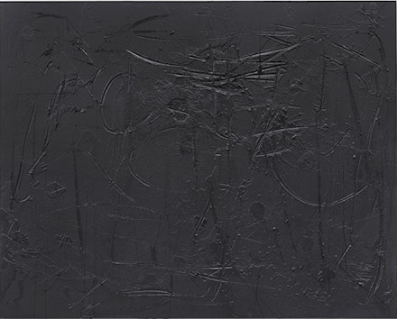 Rashid Johnson. Cosmic Slop “Black Orpheus” (2011). Black soap and wax. 96 × 120 × 13/4 ̋. Collection of Richard Chang. Photo: Martin Parsekian.