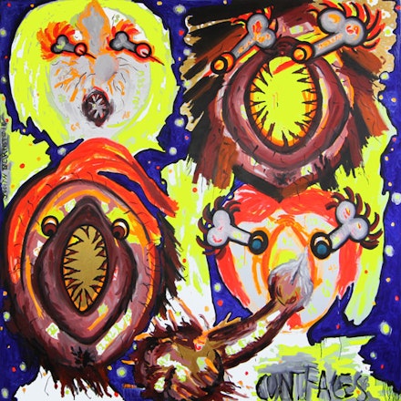 Judith Bernstein, “CUNTFACES” (2015). Oil on Canvas 84 × 84 ̋. Courtesy of the artist.