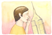 “…she whispers to the Empire State Building…” Illustration by Megan Piontkowski.