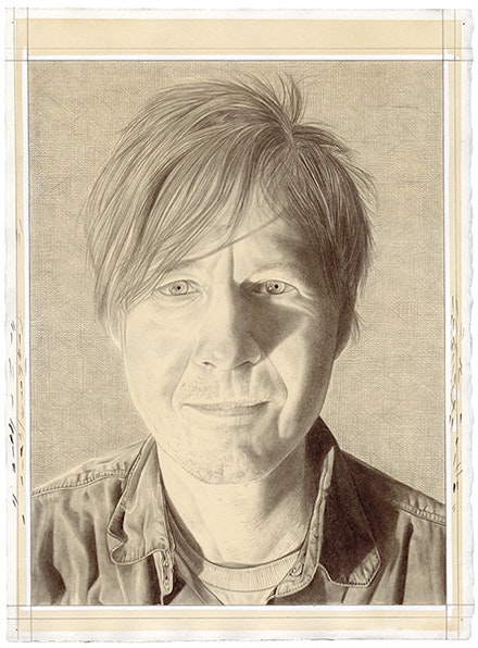 Portrait of the artist. Pencil on paper by Phong Bui. From a photograph by Zack Garlitos.