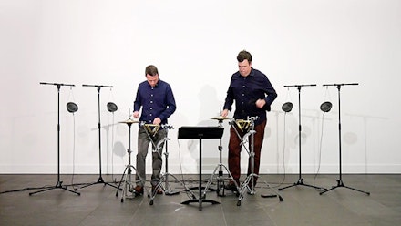 Meehan/Perkins Duo performing <em>Parallels</em>. Photo courtesy of Tristan Perich.