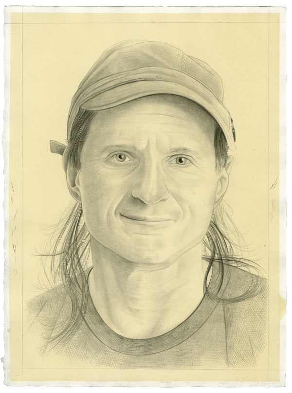 Portrait of the artist. Pencil on paper by Phong Bui. Photo: Taylor Dafoe.